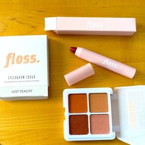 Floss makeup set eyeshadow color palette just peachy lip tint clean beauty new